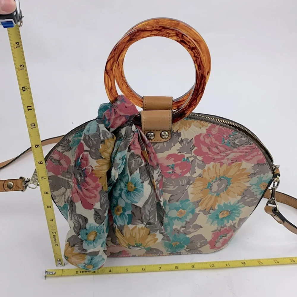 Patricia Nash First Bloom Meldola Dome Satchel crossbody bag Floral Leather